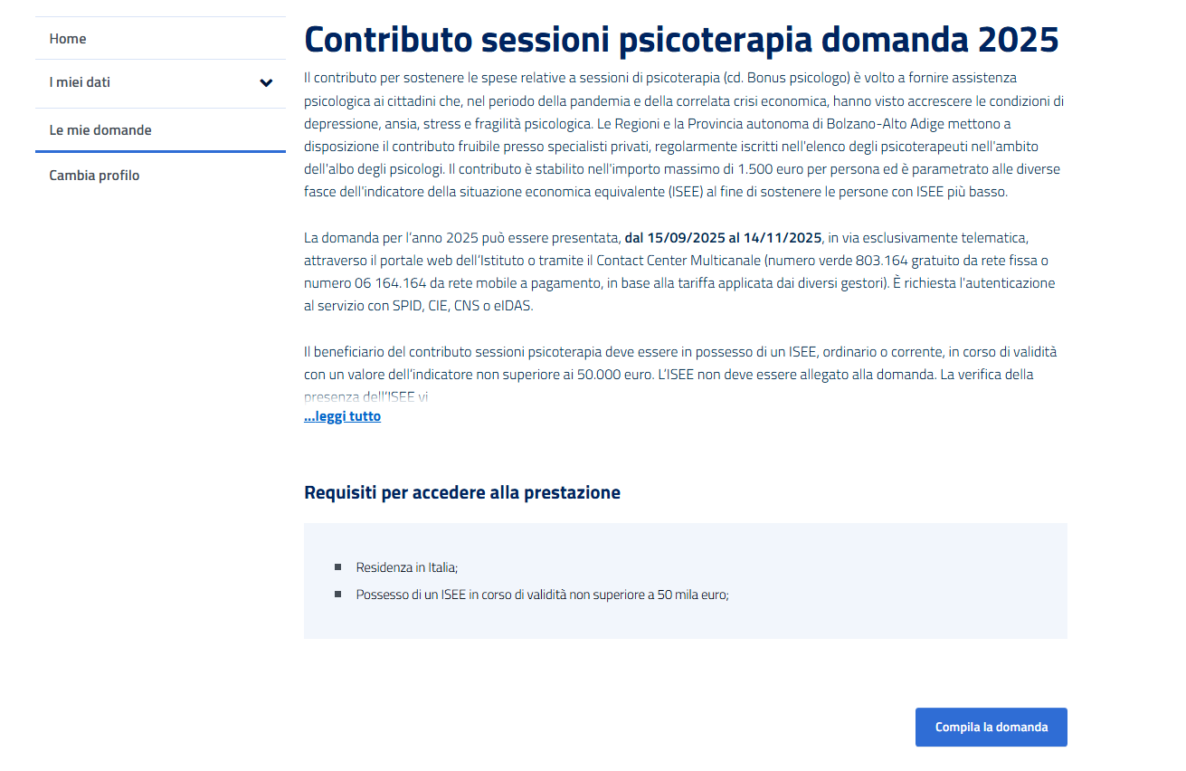 Domanda Bonus Psicologo