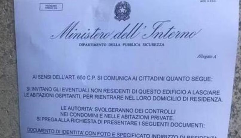 Falso volantino del ministero dell'Interno