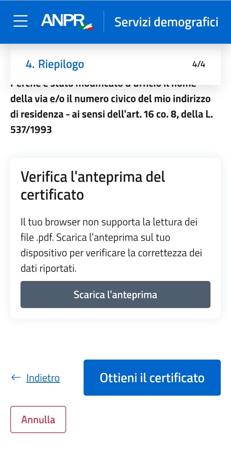 Verifica anteprima