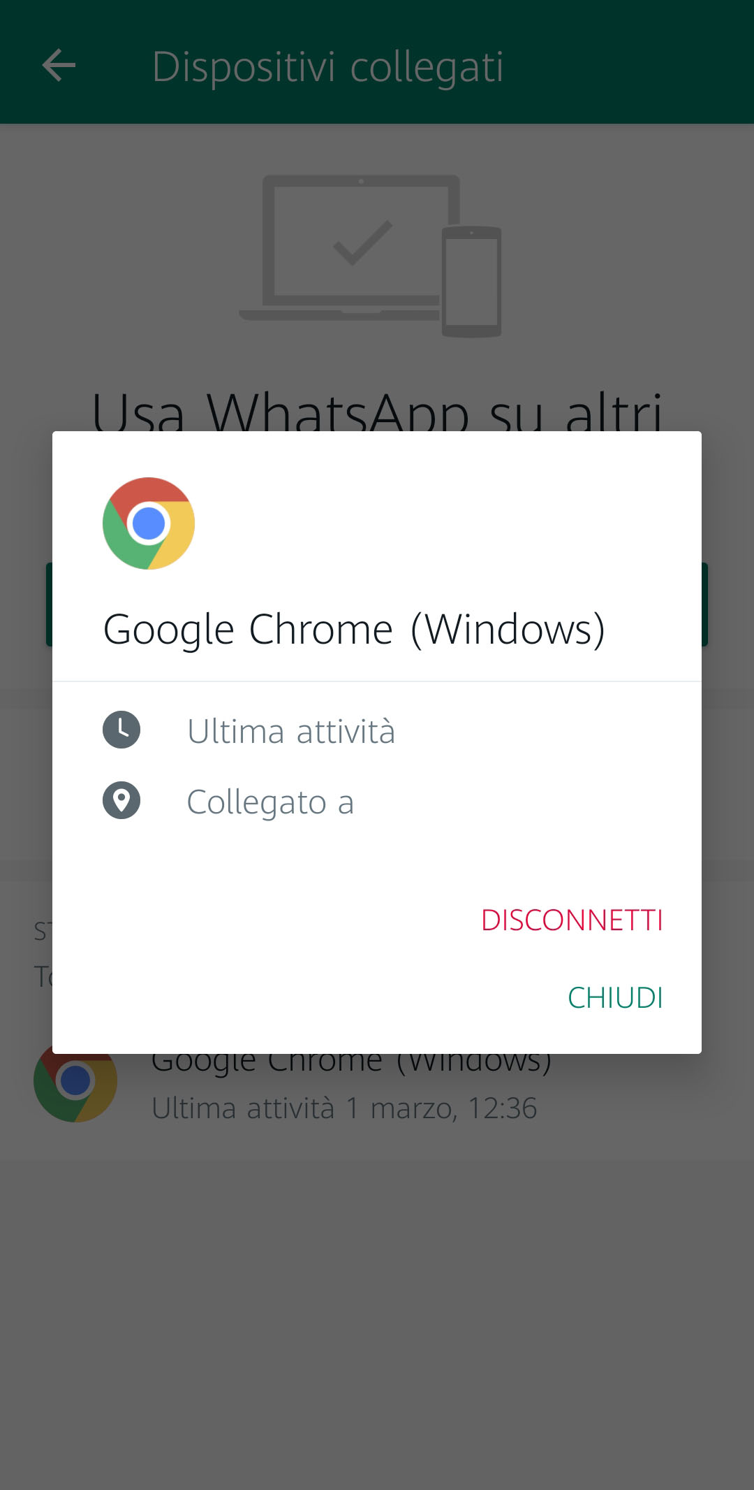 Come disconnettere WhatsApp Web