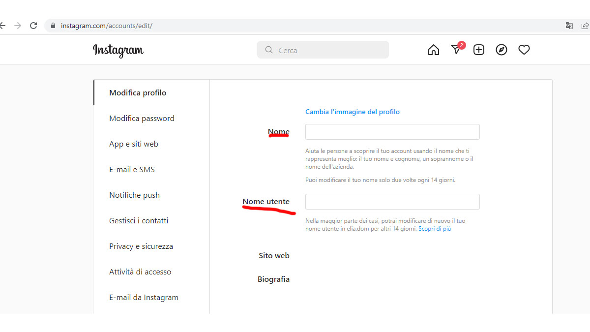 Come cambiare nome su Instagram