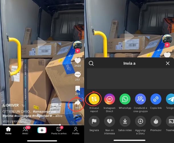 Repost su TikTok