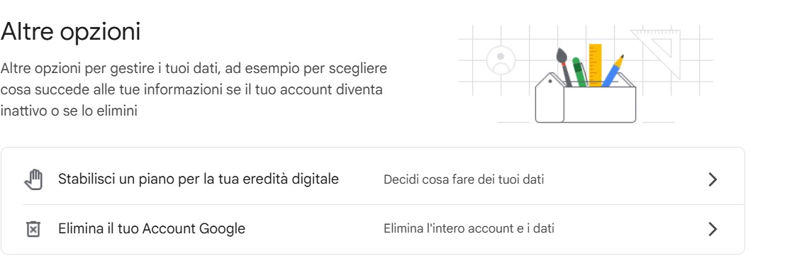 Elimina il tuo account Google