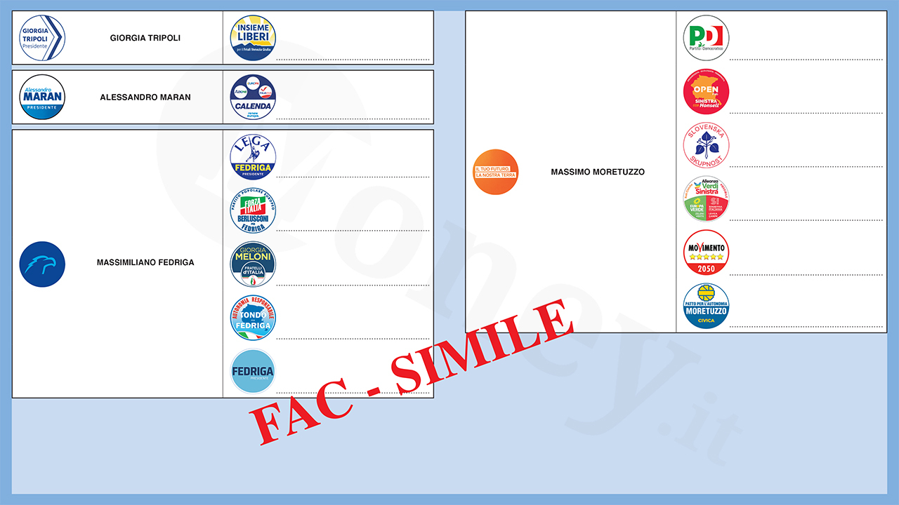 Fac-simile scheda elettorale elezioni regionali Friuli-Venezia Giulia 2023