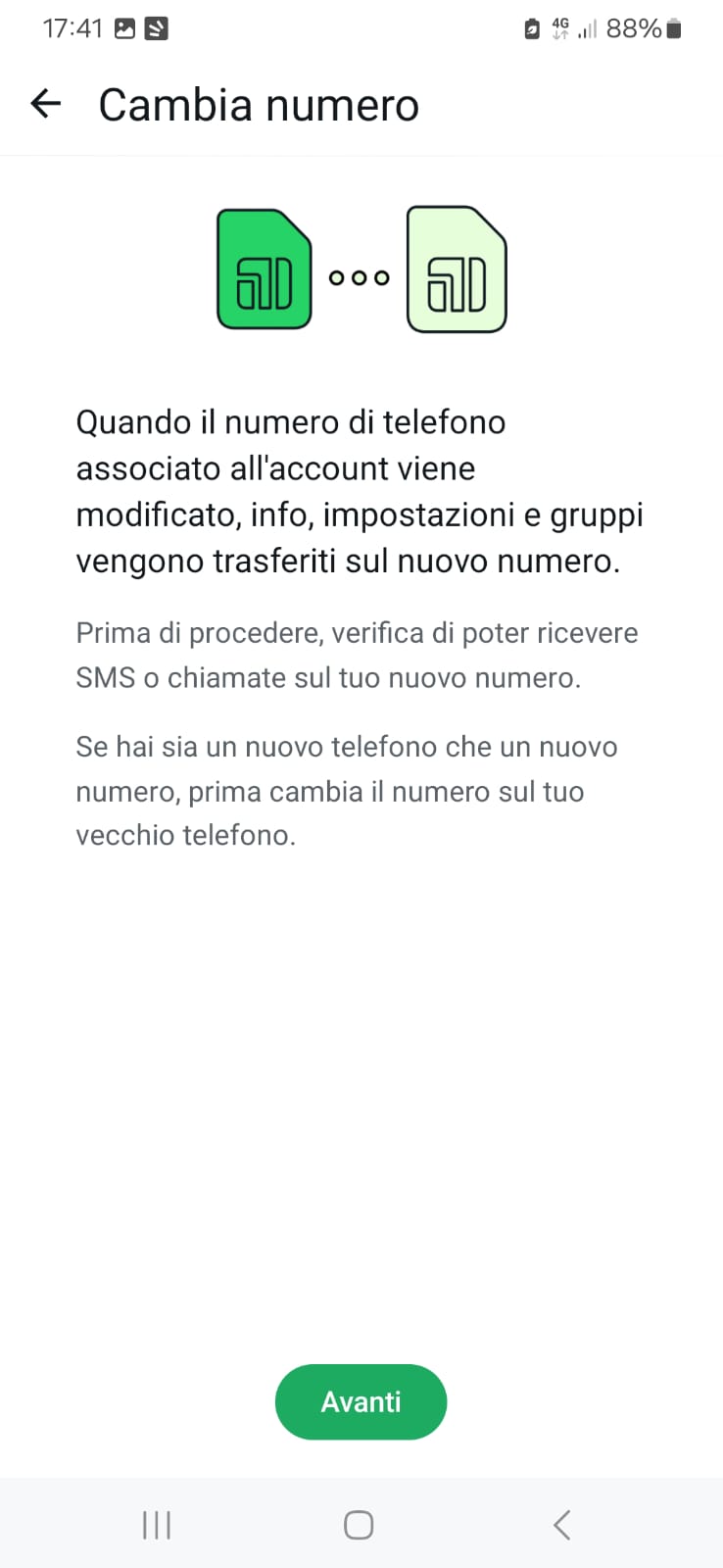 Cambiare numero WhatsApp