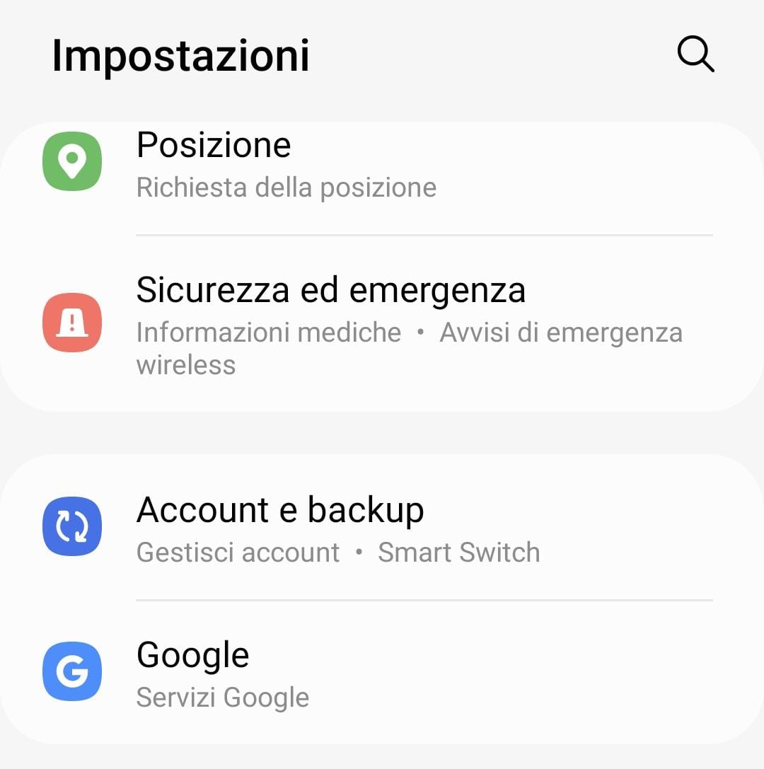 Impostazioni smartphone