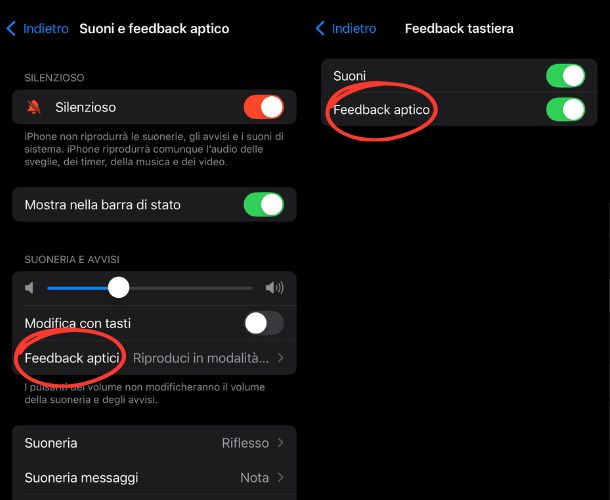 Come rimuovere il feedback aptico