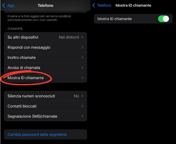 Mostra ID Chiamante