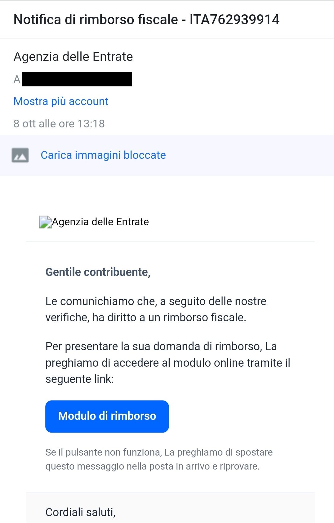 email phishing Agenzia delle Entrate