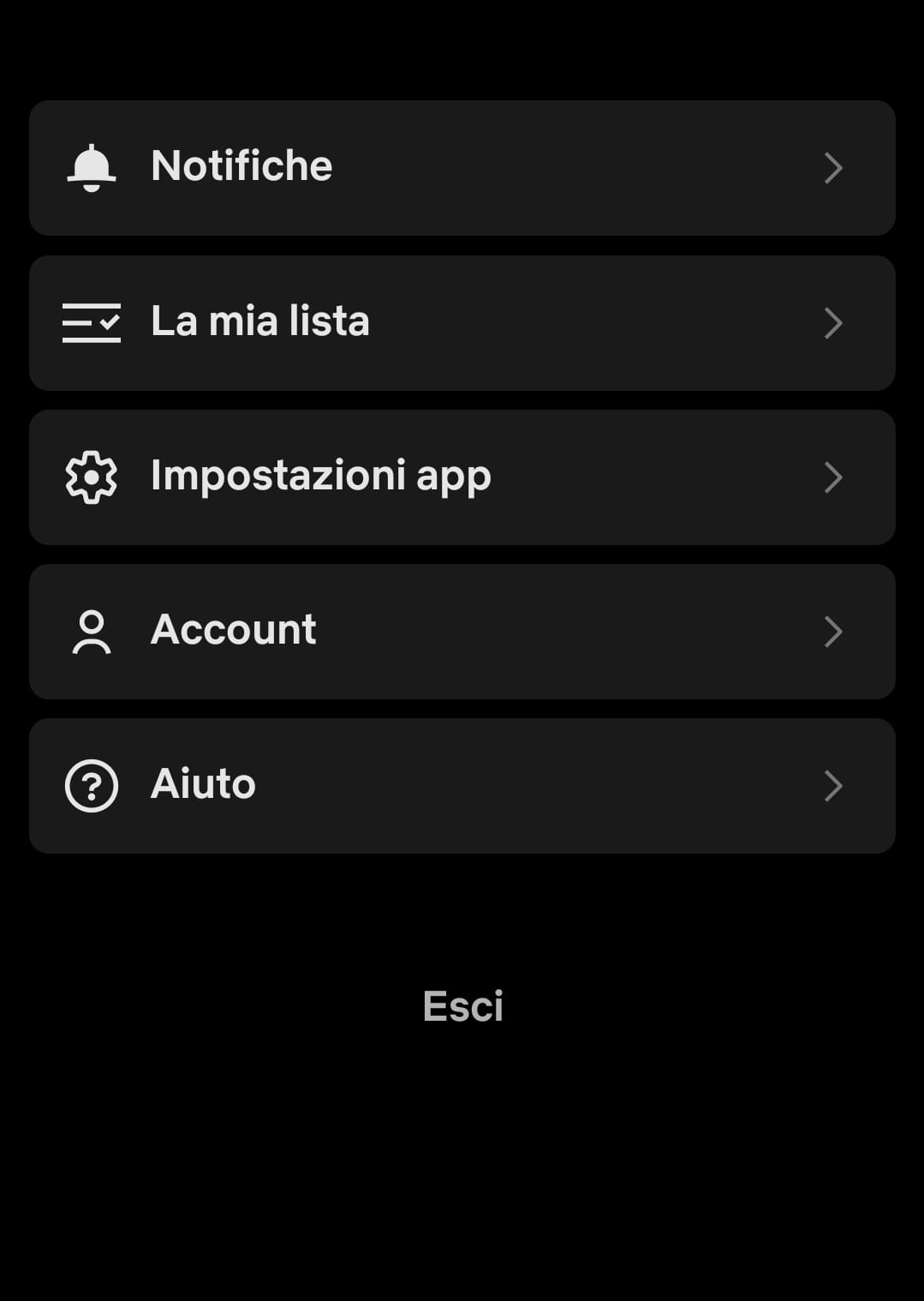 Assistenza clienti Netflix da app