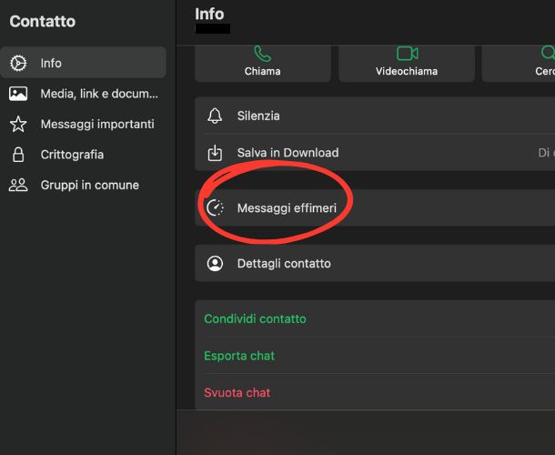 Messaggi effimeri su WhatsApp
