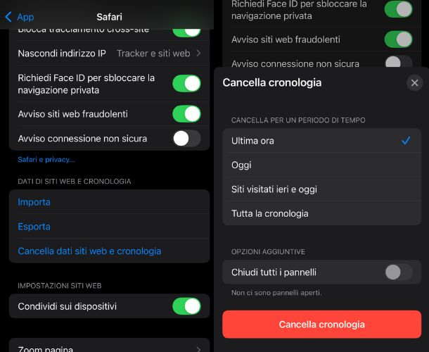 Svuotare la cache di Safari