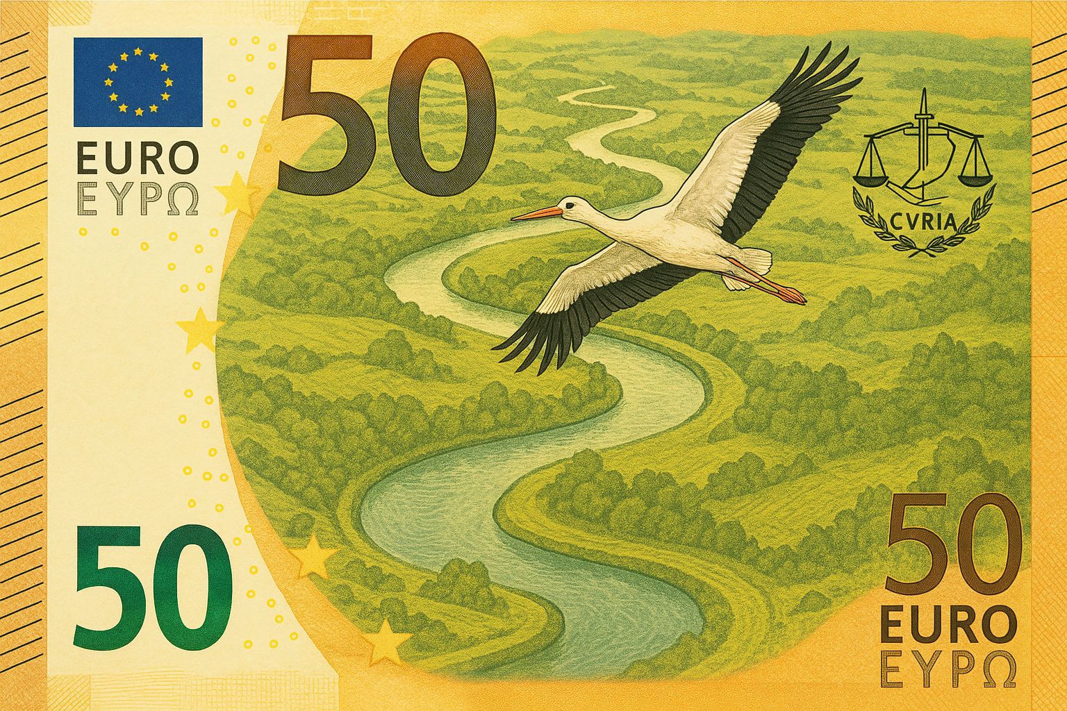 Nuova banconota da 50 euro tema «fiumi e uccelli»