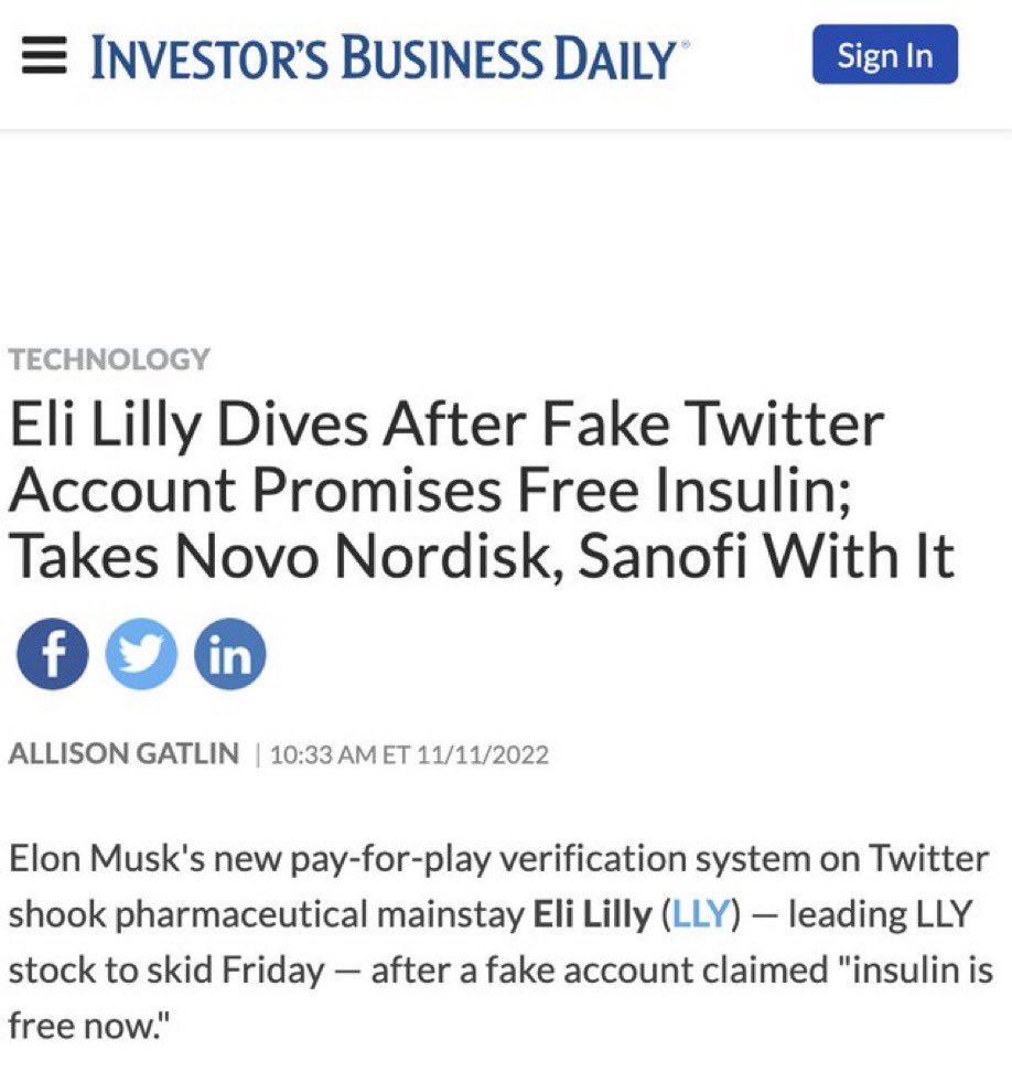 Articolo relativo al tonfo del titolo di Eli Lilly e conseguenti reazioni Articolo relativo al tonfo del titolo di Eli Lilly e conseguenti reazioni