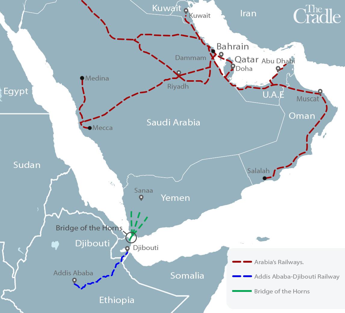 Mappa dei principali progetti ferroviari dell'Arabia Saudita