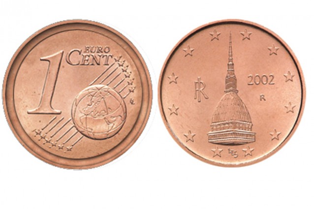 Moneta da 1 centesimo di euro raffigurante la Mole Antonelliana