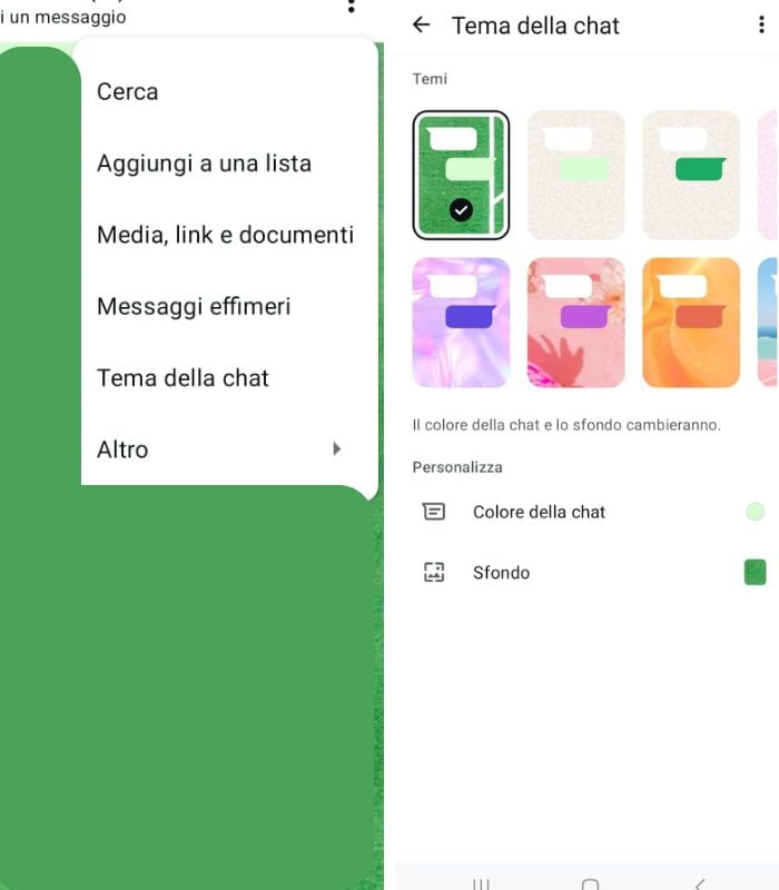 Tema della chat singola