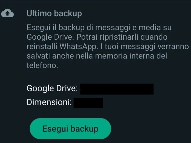 Backup di WhatsApp