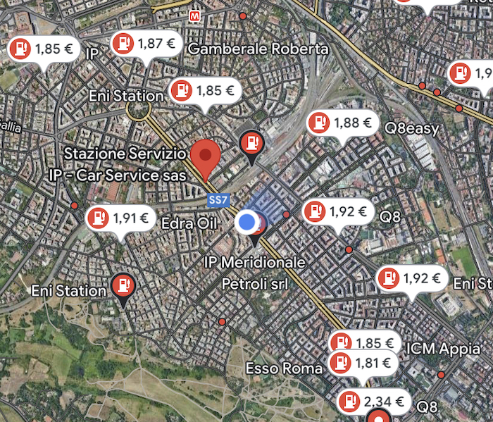 Prezzi benzina su Google Maps