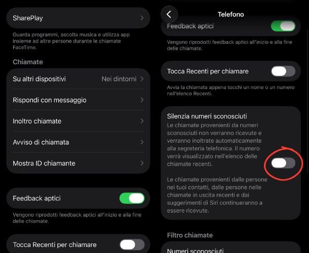 Impostazioni iOS
