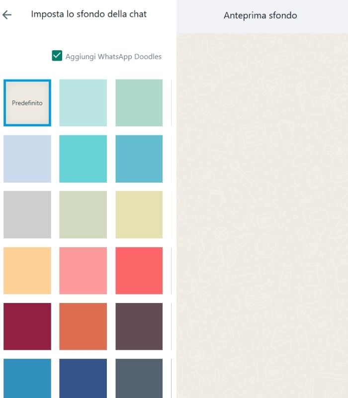 Impostazioni sfondo della Chat
