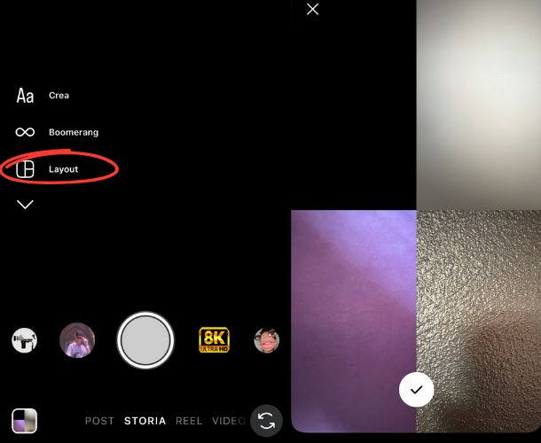 Funzione Layout di Instagram