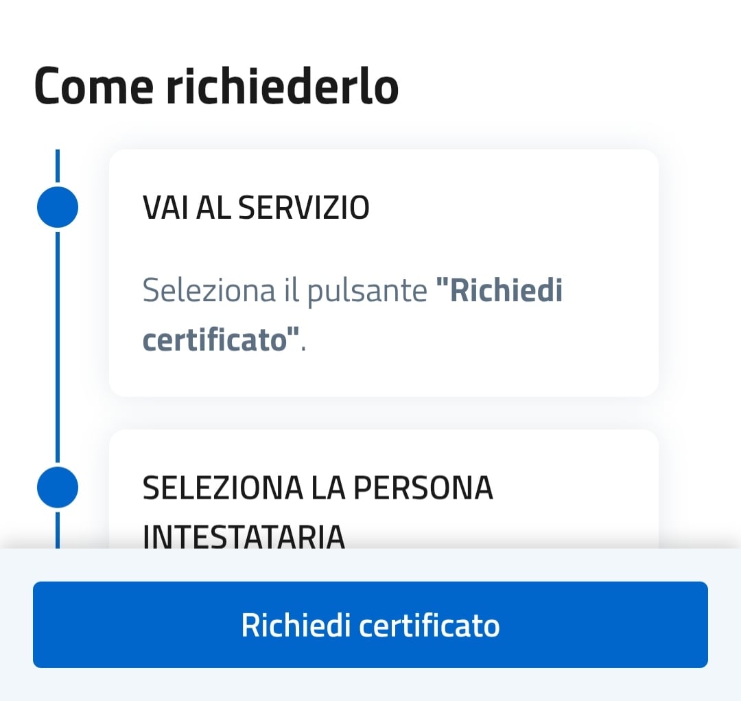 Richiedi certificato