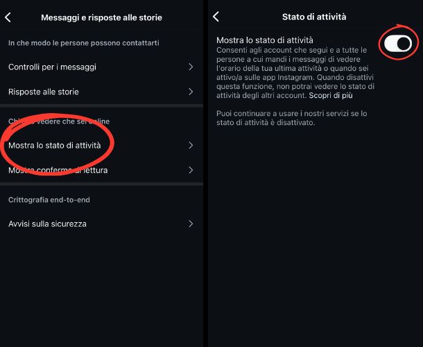 Come disattivare lo stato di attività