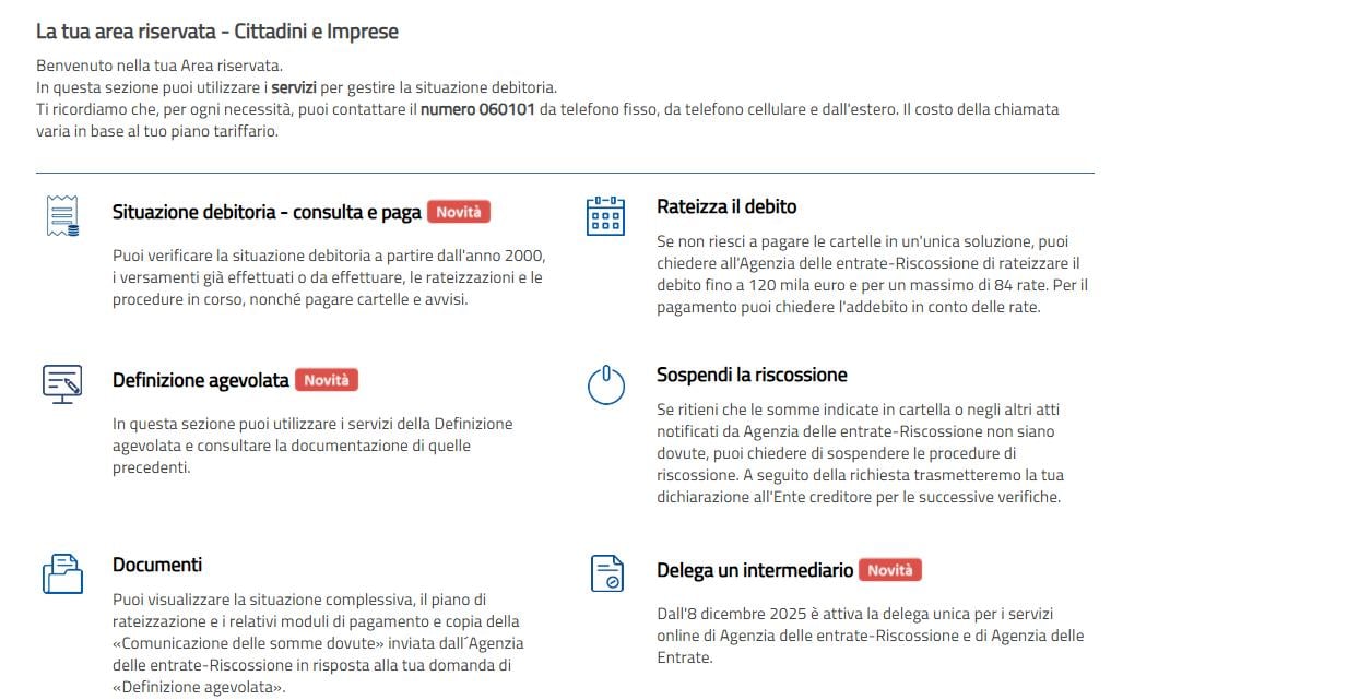 Situazione debitoria - Consulta e paga