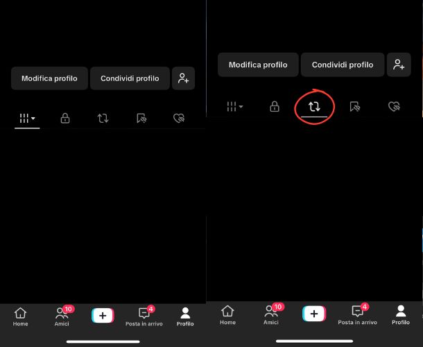 Repost su TikTok