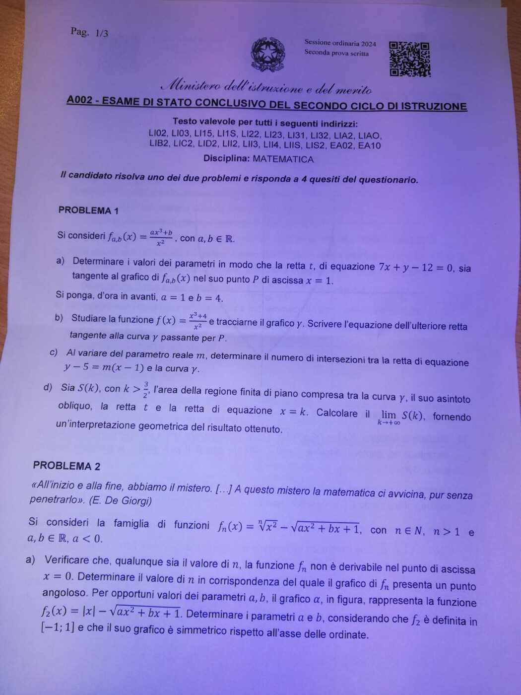 Traccia seconda prova Maturità liceo Scientifico (2)