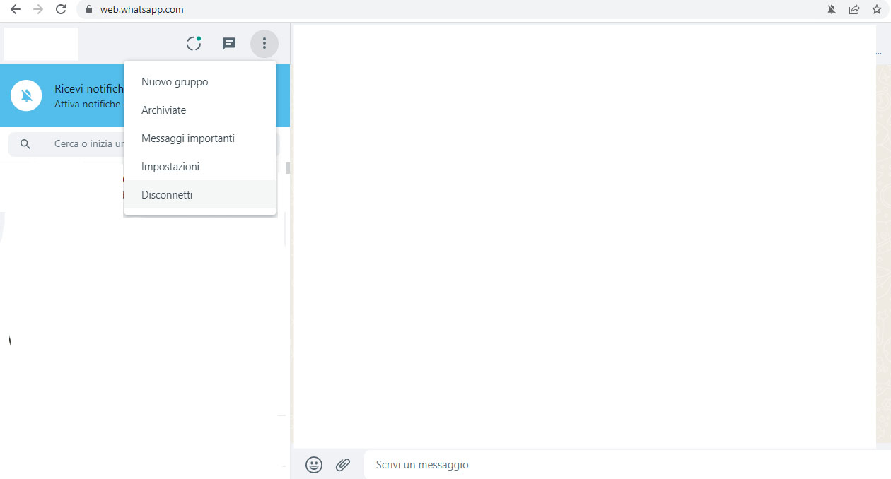 Come disconnettere WhatsApp Web