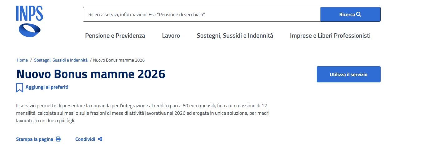 Domanda Nuovo Bonus Mamme 2026