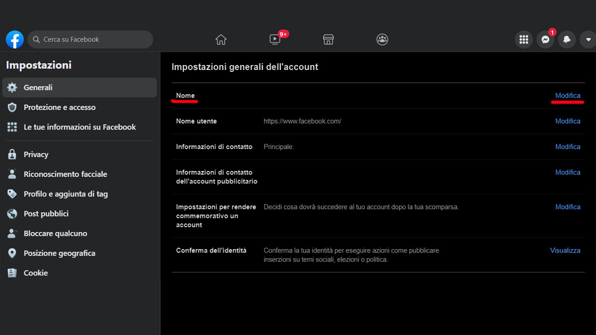 Come cambiare nome su Facebook