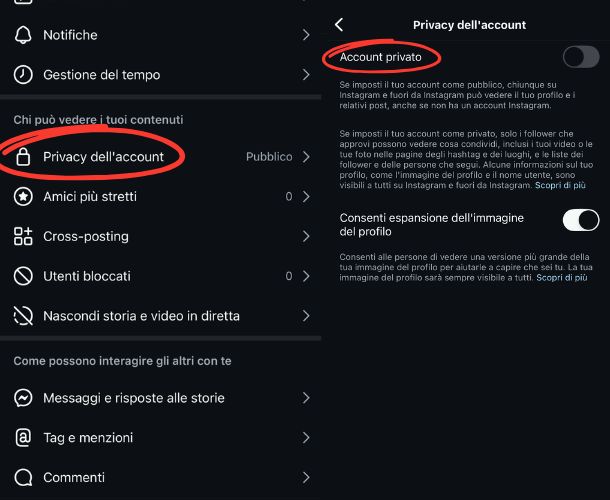 Profilo privato