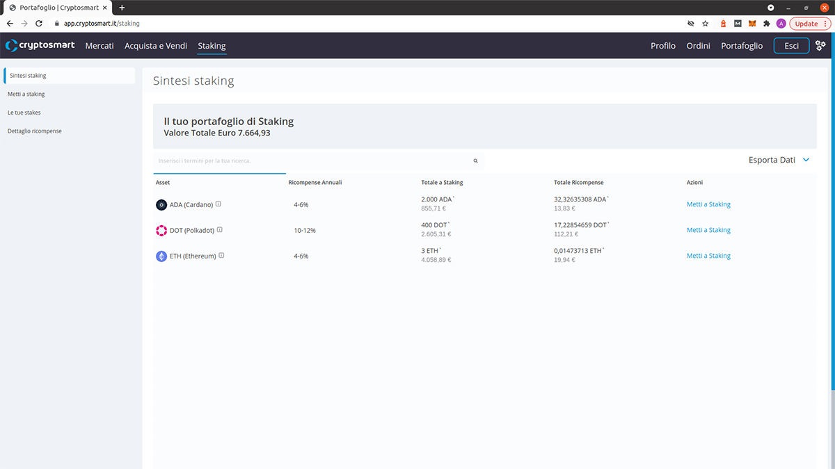 Staking su Cryptosmart