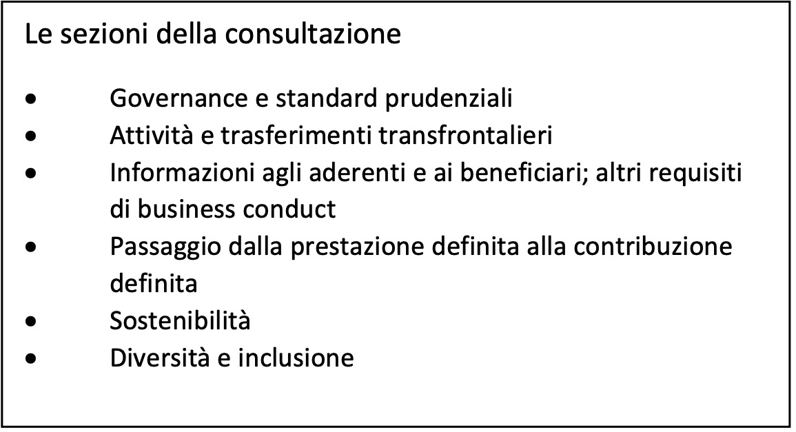 Sezioni della valutazione degli effetti prodotti dalla direttiva IORP 2
