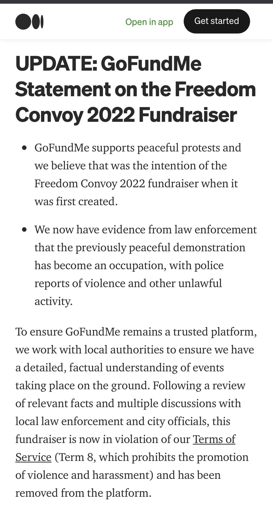 Il comunicato di GoFundMe in risposta alle proteste sui fondi per Freedom Convoy
