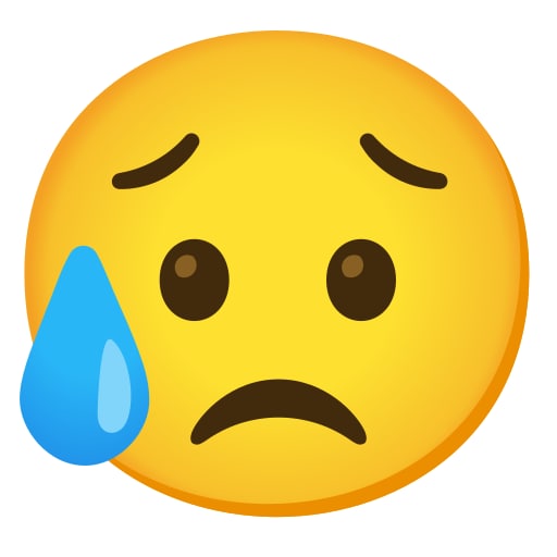 faccina triste con la gocciolina di sudore