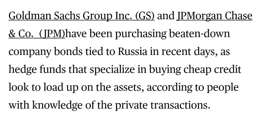 Stralcio dell'articolo di Bloomberg sugli «acquisti russi» di Wall Street