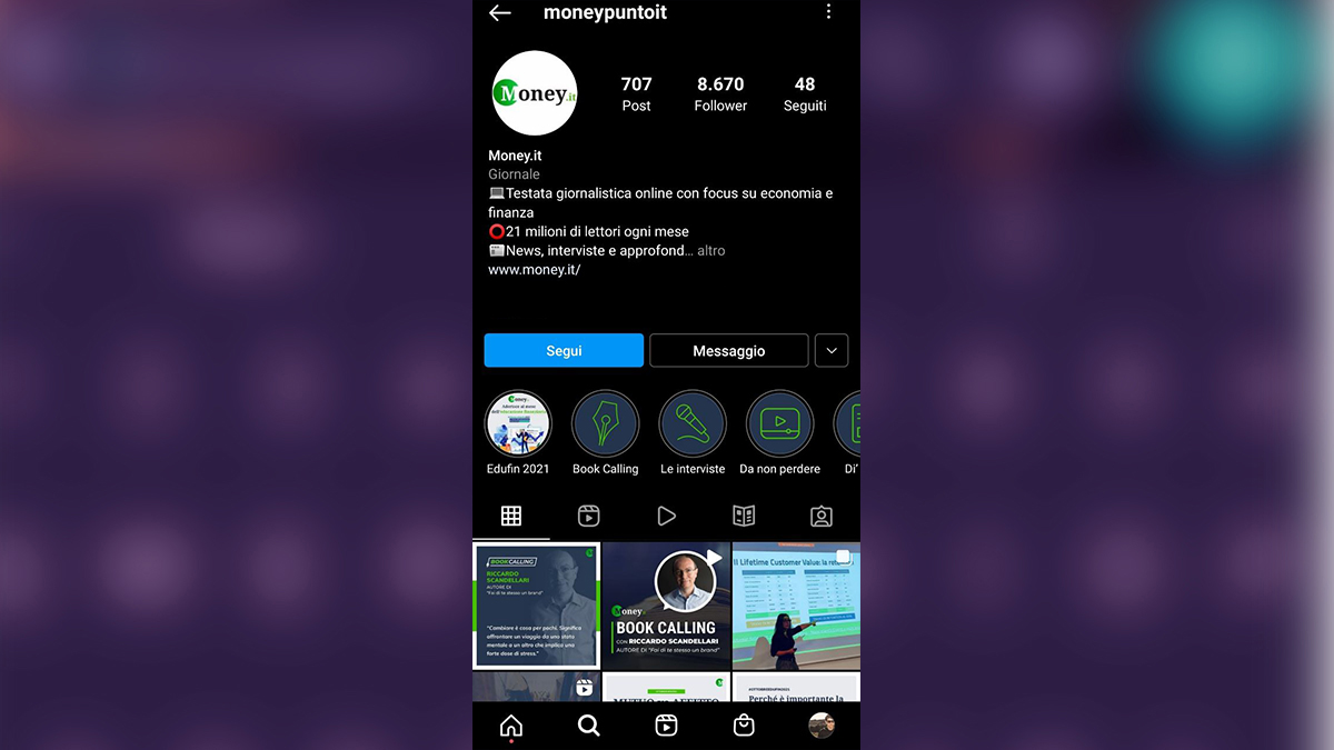 Un account su Instagram Un account su Instagram