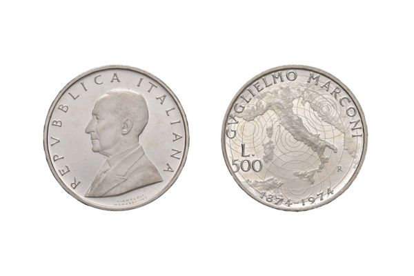 500 Lire «Guglielmo Marconi» Prova del 1974