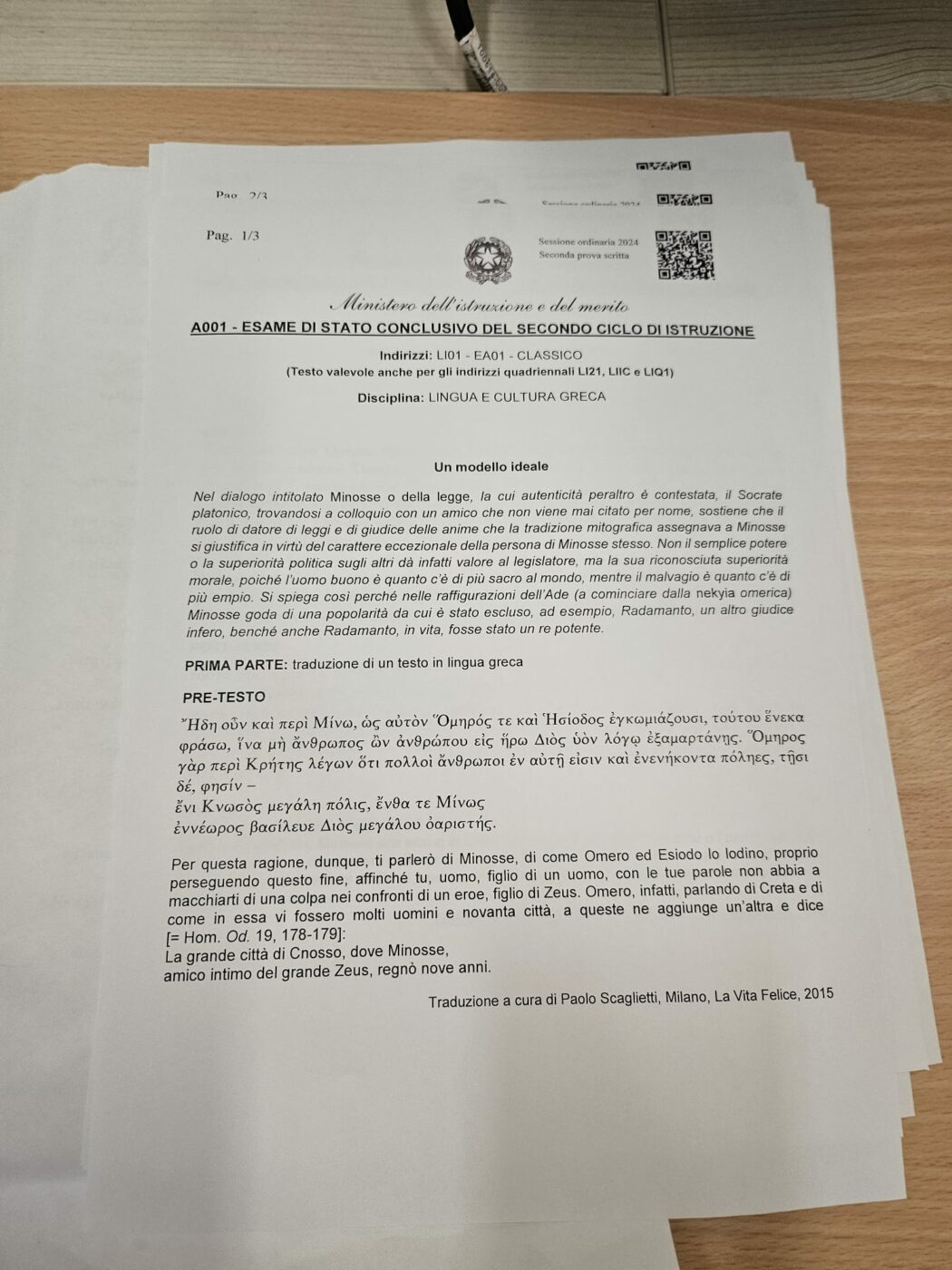 Traccia seconda prova Maturità liceo Classico (2)