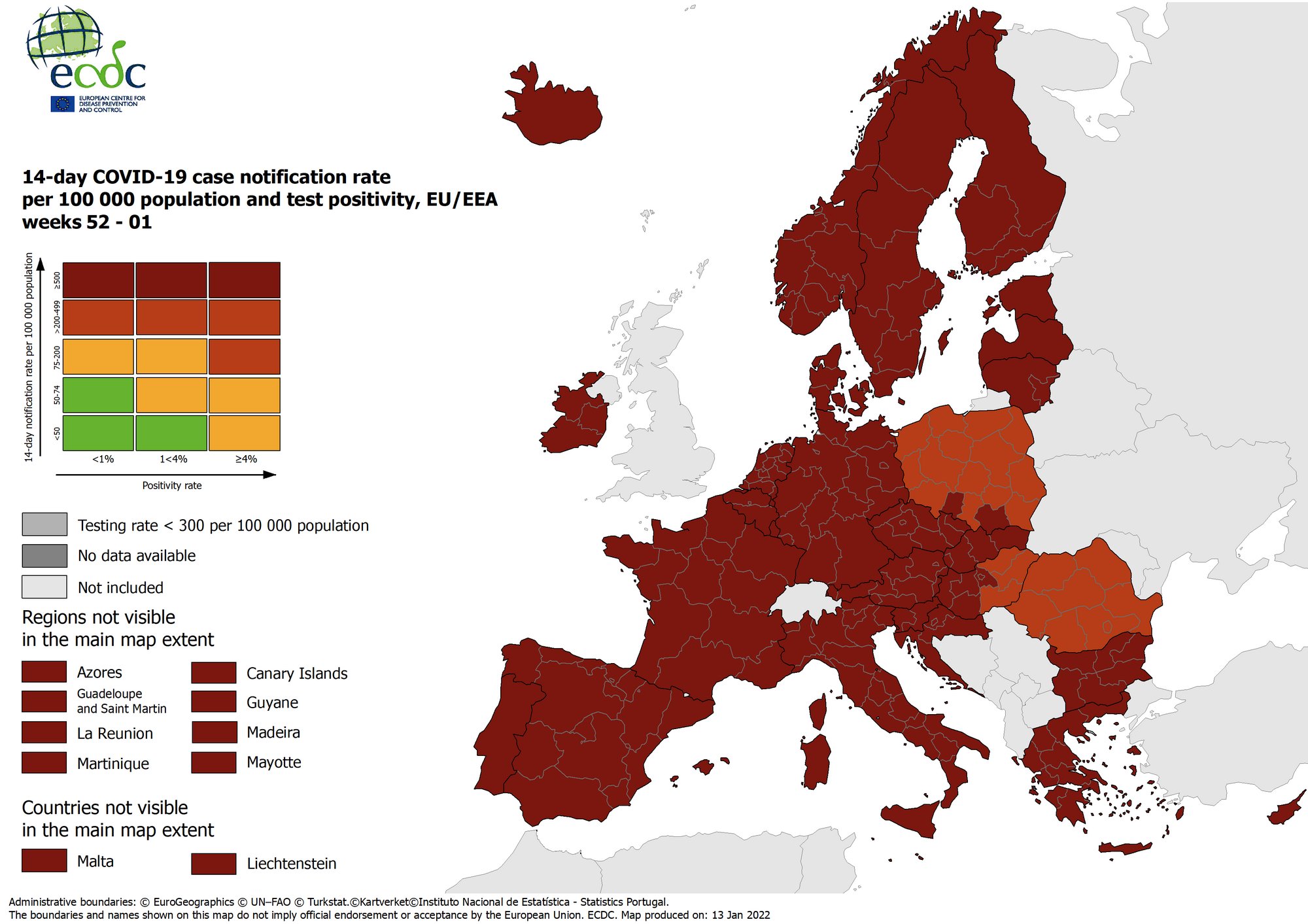 La Mappa Ecdc del 13 gennaio 2022