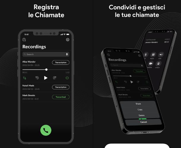 Registrazione telefono chiamate