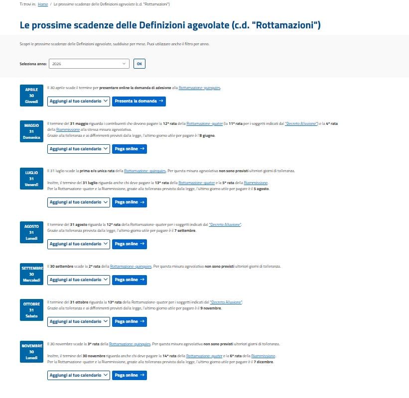 Calendario delle scadenze