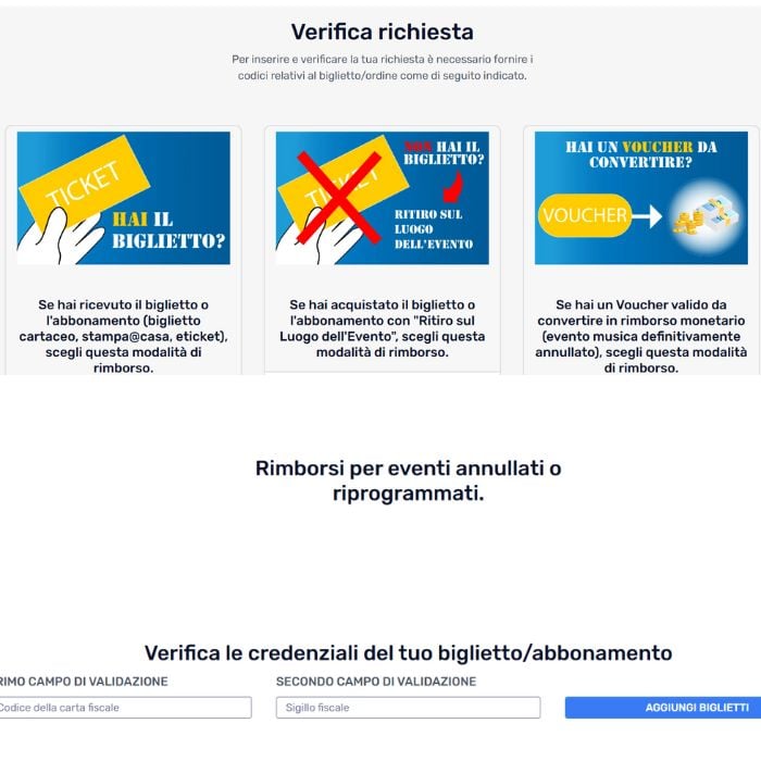 Richiesta rimorso Ticketone
