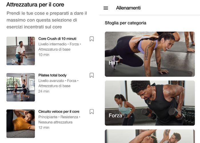 Nike Training Club: allenamento guidato