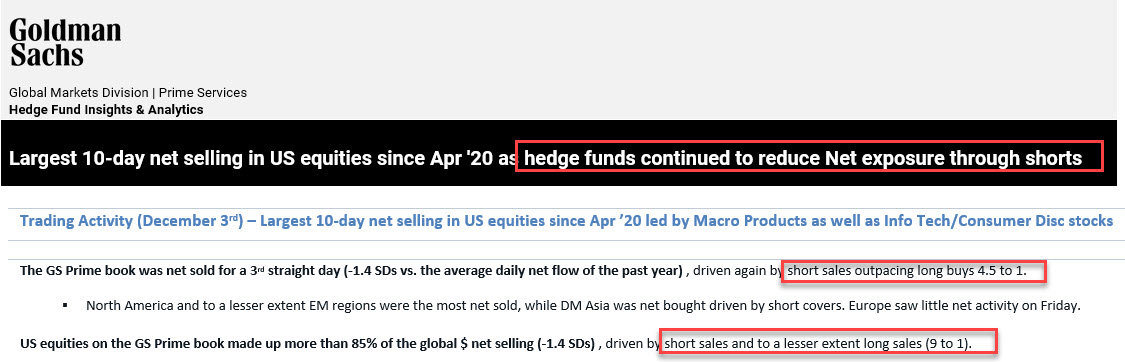 Strappo del report di Goldman Sachs del 3 dicembre
