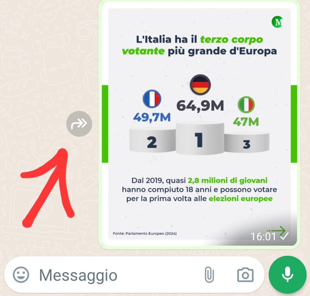 Icona con doppia freccia su WhatsApp